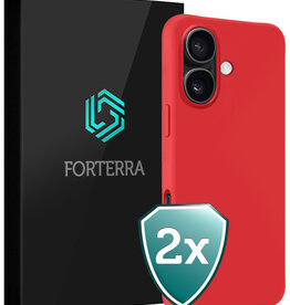 Forterra Forterra iPhone 16 Hoesje Siliconen - Rood - 2 PACK