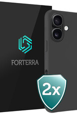 Forterra Hoesje Geschikt voor iPhone 16 Case Siliconen Hoes - Hoes Geschikt voor iPhone 16 Hoesje Back Cover - Zwart - 2 PACK