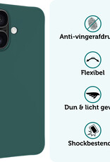 Forterra Hoesje Geschikt voor iPhone 16 Case Siliconen Hoes Met Screenprotector - Hoes Geschikt voor iPhone 16 Hoesje Back Cover - Donkergroen
