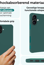 Forterra Hoesje Geschikt voor iPhone 16 Case Siliconen Hoes Met Screenprotector - Hoes Geschikt voor iPhone 16 Hoesje Back Cover - Donkergroen