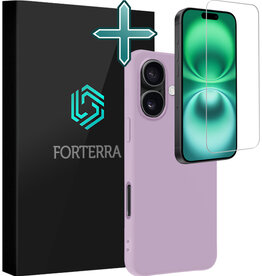 Forterra Forterra iPhone 16 Hoesje Siliconen Met Screenprotector Met Dichte Notch - Lila