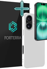 Forterra Hoesje Geschikt voor iPhone 16 Case Siliconen Hoes Met Screenprotector - Hoes Geschikt voor iPhone 16 Hoesje Back Cover - Wit