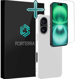 Forterra Forterra iPhone 16 Hoesje Siliconen Met Screenprotector Met Dichte Notch - Wit