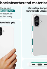 Forterra Hoesje Geschikt voor iPhone 16 Case Siliconen Hoes Met Screenprotector - Hoes Geschikt voor iPhone 16 Hoesje Back Cover - Wit