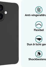 Forterra Hoesje Geschikt voor iPhone 16 Case Siliconen Hoes Met Screenprotector - Hoes Geschikt voor iPhone 16 Hoesje Back Cover - Zwart