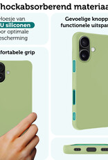 Forterra Hoesje Geschikt voor iPhone 16 Case Siliconen Hoes Met 2x Screenprotector - Hoes Geschikt voor iPhone 16 Hoesje Back Cover - Groen