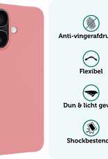 Forterra Hoesje Geschikt voor iPhone 16 Case Siliconen Hoes Met 2x Screenprotector - Hoes Geschikt voor iPhone 16 Hoesje Back Cover - Lichtroze