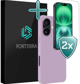 Forterra Forterra iPhone 16 Hoesje Siliconen Met 2x Screenprotector Met Dichte Notch - Lila