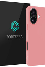 Forterra Hoesje Geschikt voor iPhone 16 Plus Case Siliconen Hoes - Hoes Geschikt voor iPhone 16 Plus Hoesje Back Cover - Lichtroze