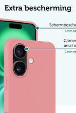 Forterra Hoesje Geschikt voor iPhone 16 Plus Case Siliconen Hoes - Hoes Geschikt voor iPhone 16 Plus Hoesje Back Cover - Lichtroze