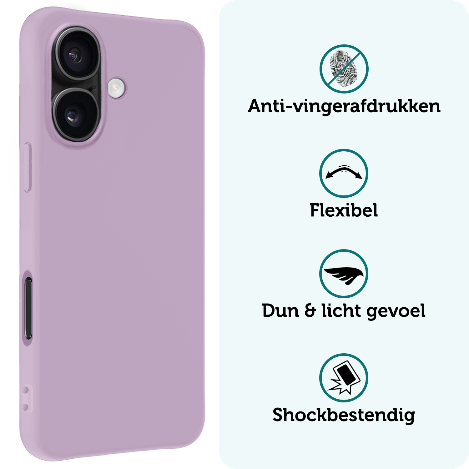 Forterra Hoesje Geschikt voor iPhone 16 Plus Case Siliconen Hoes - Hoes Geschikt voor iPhone 16 Plus Hoesje Back Cover - Lila