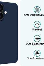 Forterra Hoesje Geschikt voor iPhone 16 Plus Case Siliconen Hoes - Hoes Geschikt voor iPhone 16 Plus Hoesje Back Cover - Donkerblauw - 2 PACK