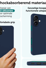 Forterra Hoesje Geschikt voor iPhone 16 Plus Case Siliconen Hoes - Hoes Geschikt voor iPhone 16 Plus Hoesje Back Cover - Donkerblauw - 2 PACK