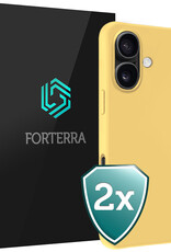 Forterra Hoesje Geschikt voor iPhone 16 Plus Case Siliconen Hoes - Hoes Geschikt voor iPhone 16 Plus Hoesje Back Cover - Geel - 2 PACK