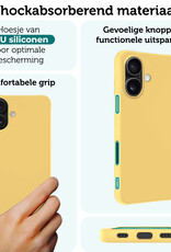Forterra Hoesje Geschikt voor iPhone 16 Plus Case Siliconen Hoes - Hoes Geschikt voor iPhone 16 Plus Hoesje Back Cover - Geel - 2 PACK