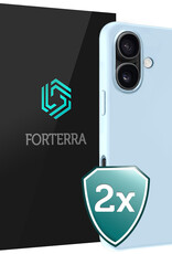 Forterra Hoesje Geschikt voor iPhone 16 Plus Case Siliconen Hoes - Hoes Geschikt voor iPhone 16 Plus Hoesje Back Cover - Lichtblauw - 2 PACK