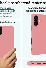 Forterra Hoesje Geschikt voor iPhone 16 Plus Case Siliconen Hoes - Hoes Geschikt voor iPhone 16 Plus Hoesje Back Cover - Lichtroze - 2 PACK