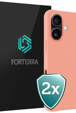 Forterra Hoesje Geschikt voor iPhone 16 Plus Case Siliconen Hoes - Hoes Geschikt voor iPhone 16 Plus Hoesje Back Cover - Perzik - 2 PACK