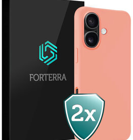 Forterra Forterra iPhone 16 Plus Hoesje Siliconen - Perzik - 2 PACK