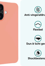 Forterra Hoesje Geschikt voor iPhone 16 Plus Case Siliconen Hoes - Hoes Geschikt voor iPhone 16 Plus Hoesje Back Cover - Perzik - 2 PACK