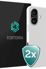 Forterra Hoesje Geschikt voor iPhone 16 Plus Case Siliconen Hoes - Hoes Geschikt voor iPhone 16 Plus Hoesje Back Cover - Wit - 2 PACK