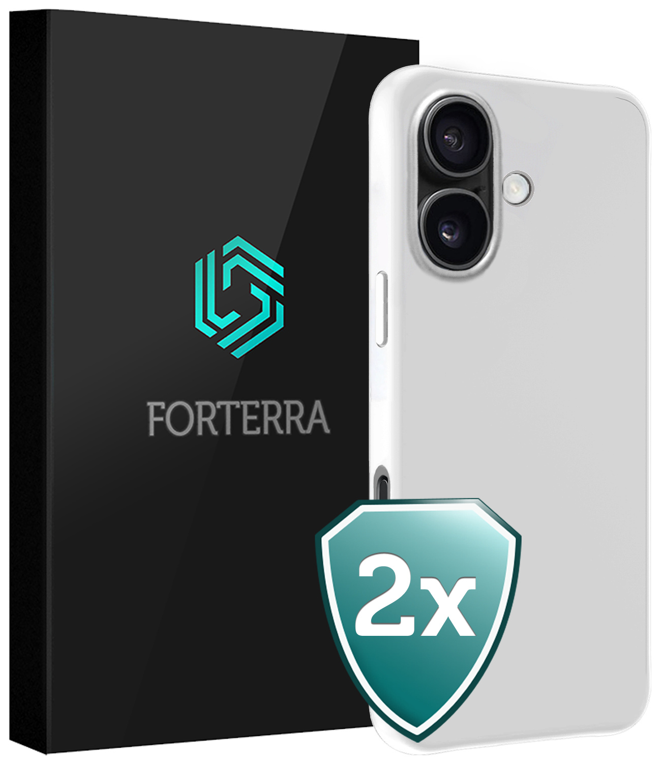 Forterra Hoesje Geschikt voor iPhone 16 Plus Case Siliconen Hoes - Hoes Geschikt voor iPhone 16 Plus Hoesje Back Cover - Wit - 2 PACK