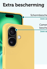 Forterra Hoesje Geschikt voor iPhone 16 Plus Case Siliconen Hoes Met Screenprotector - Hoes Geschikt voor iPhone 16 Plus Hoesje Back Cover - Geel