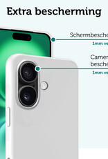 Forterra Hoesje Geschikt voor iPhone 16 Plus Case Siliconen Hoes Met Screenprotector - Hoes Geschikt voor iPhone 16 Plus Hoesje Back Cover - Wit