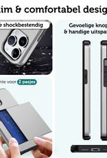 Forterra Hoesje Geschikt voor iPhone 16 Pro Max Pashouder Hard Case Hoes Met Screenprotector - Hoes Geschikt voor iPhone 16 Pro Max Hoesje Back Cover Met Pasjeshouder - Grijs