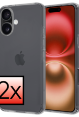 NoXx Hoes Geschikt voor iPhone 16 Hoesje Cover Siliconen Back Case Hoes - Transparant - 2x