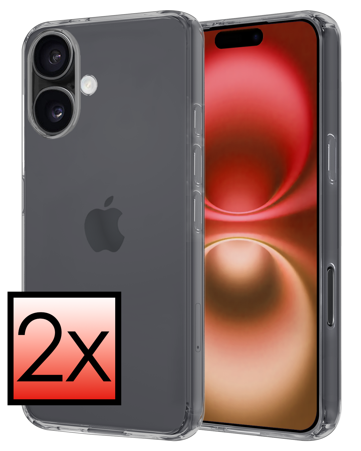 NoXx Hoes Geschikt voor iPhone 16 Hoesje Cover Siliconen Back Case Hoes - Transparant - 2x