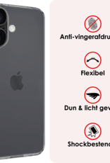 NoXx Hoes Geschikt voor iPhone 16 Hoesje Cover Siliconen Back Case Hoes - Transparant - 2x