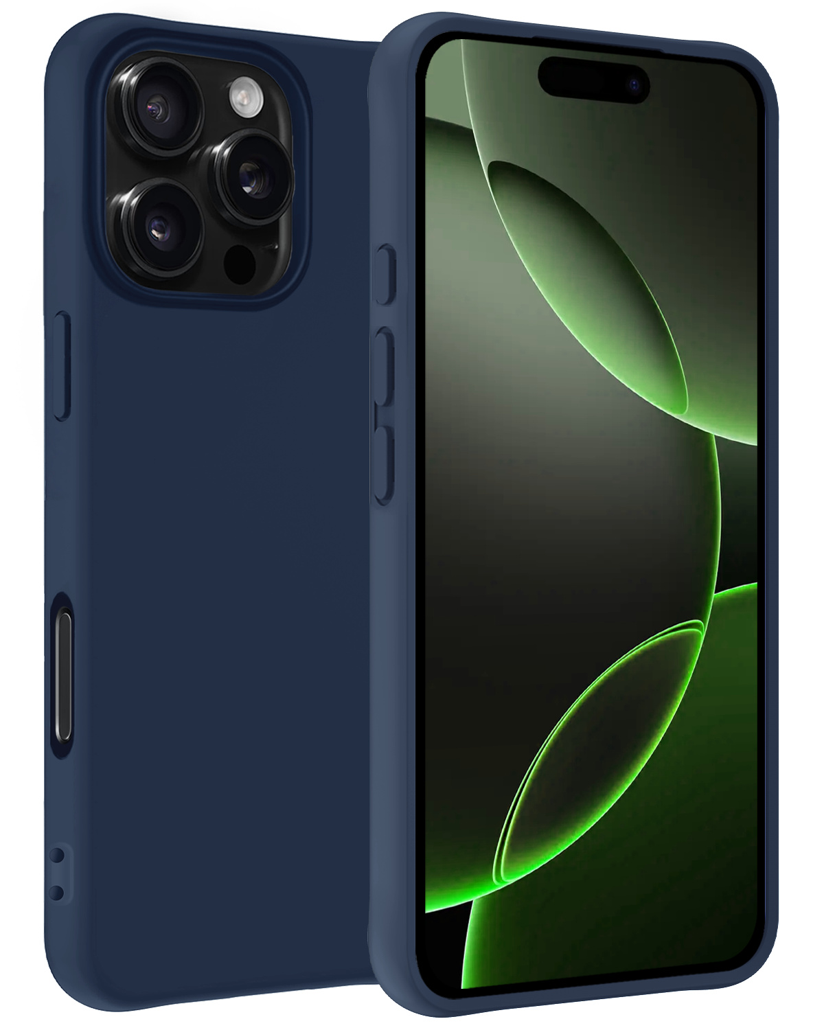 BASEY. Hoes Geschikt voor iPhone 16 Pro Hoesje Siliconen Back Cover Case - Hoesje Geschikt voor iPhone 16 Pro Hoes Cover Hoesje - Donkerblauw