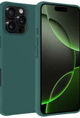 BASEY. Hoes Geschikt voor iPhone 16 Pro Hoesje Siliconen Back Cover Case - Hoesje Geschikt voor iPhone 16 Pro Hoes Cover Hoesje - Donkergroen