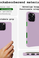 BASEY. Hoes Geschikt voor iPhone 16 Pro Hoesje Siliconen Back Cover Case - Hoesje Geschikt voor iPhone 16 Pro Hoes Cover Hoesje - Lila