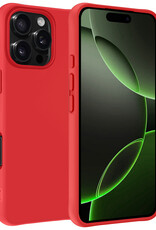 BASEY. Hoes Geschikt voor iPhone 16 Pro Hoesje Siliconen Back Cover Case - Hoesje Geschikt voor iPhone 16 Pro Hoes Cover Hoesje - Rood