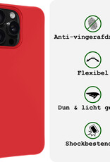 BASEY. Hoes Geschikt voor iPhone 16 Pro Hoesje Siliconen Back Cover Case - Hoesje Geschikt voor iPhone 16 Pro Hoes Cover Hoesje - Rood
