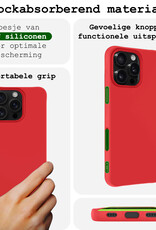 BASEY. Hoes Geschikt voor iPhone 16 Pro Hoesje Siliconen Back Cover Case - Hoesje Geschikt voor iPhone 16 Pro Hoes Cover Hoesje - Rood