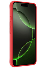 BASEY. Hoes Geschikt voor iPhone 16 Pro Hoesje Siliconen Back Cover Case - Hoesje Geschikt voor iPhone 16 Pro Hoes Cover Hoesje - Rood