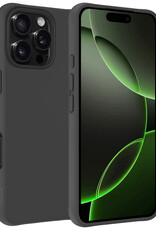 BASEY. Hoes Geschikt voor iPhone 16 Pro Hoesje Siliconen Back Cover Case - Hoesje Geschikt voor iPhone 16 Pro Hoes Cover Hoesje - Zwart