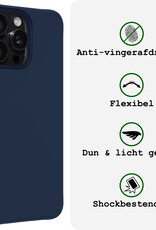 BASEY. Hoes Geschikt voor iPhone 16 Pro Hoesje Siliconen Back Cover Case - Hoesje Geschikt voor iPhone 16 Pro Hoes Cover Hoesje - Donkerblauw - 2 Stuks