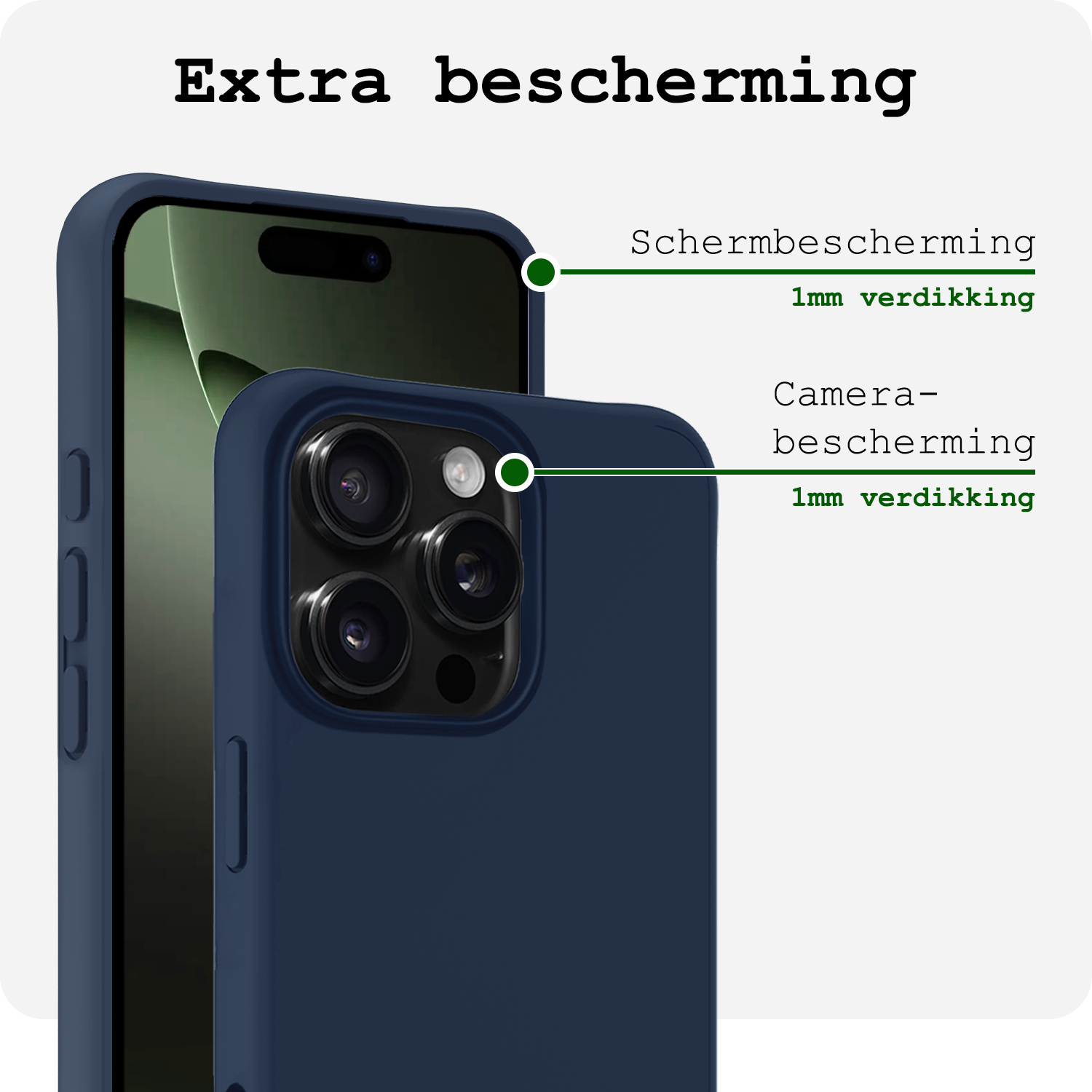 BASEY. Hoes Geschikt voor iPhone 16 Pro Hoesje Siliconen Back Cover Case - Hoesje Geschikt voor iPhone 16 Pro Hoes Cover Hoesje - Donkerblauw - 2 Stuks