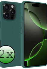 BASEY. Hoes Geschikt voor iPhone 16 Pro Hoesje Siliconen Back Cover Case - Hoesje Geschikt voor iPhone 16 Pro Hoes Cover Hoesje - Donkergroen - 2 Stuks