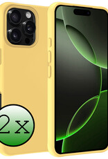 BASEY. Hoes Geschikt voor iPhone 16 Pro Hoesje Siliconen Back Cover Case - Hoesje Geschikt voor iPhone 16 Pro Hoes Cover Hoesje - Geel - 2 Stuks