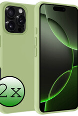 BASEY. Hoes Geschikt voor iPhone 16 Pro Hoesje Siliconen Back Cover Case - Hoesje Geschikt voor iPhone 16 Pro Hoes Cover Hoesje - Groen - 2 Stuks