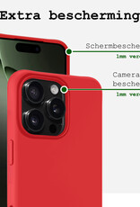 BASEY. Hoes Geschikt voor iPhone 16 Pro Hoesje Siliconen Back Cover Case - Hoesje Geschikt voor iPhone 16 Pro Hoes Cover Hoesje - Rood - 2 Stuks