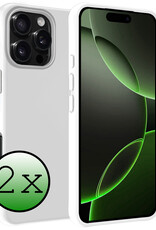 BASEY. Hoes Geschikt voor iPhone 16 Pro Hoesje Siliconen Back Cover Case - Hoesje Geschikt voor iPhone 16 Pro Hoes Cover Hoesje - Wit - 2 Stuks