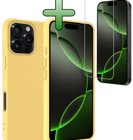BASEY. BASEY. iPhone 16 Pro Hoesje Siliconen Met Screenprotector Met Dichte Notch - Geel