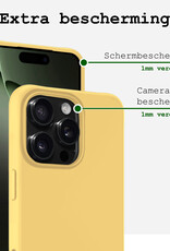 BASEY. Hoes Geschikt voor iPhone 16 Pro Hoesje Siliconen Back Cover Case Met Screenprotector - Hoesje Geschikt voor iPhone 16 Pro Hoes Cover Hoesje - Geel