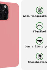 BASEY. Hoes Geschikt voor iPhone 16 Pro Hoesje Siliconen Back Cover Case Met Screenprotector - Hoesje Geschikt voor iPhone 16 Pro Hoes Cover Hoesje - Lichtroze